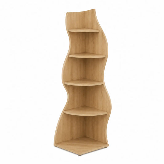 Regał narożny z falistymi półkami MDF, 180 cm, Dąb Naturalny