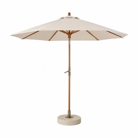 Parasol ogrodowy drewniany beżowy średnica 3m