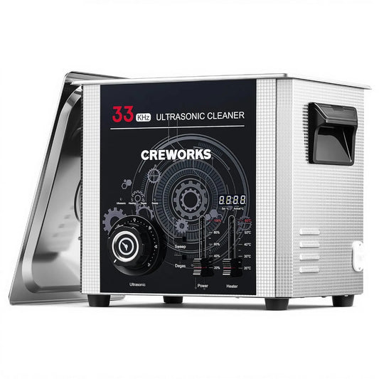CREWORKS, Grzejnik elektryczny, 10 l, 240 W, 300 W, minutnik, przemysłowe, 2 strefy temperatur, 10 l Ultrasoniczny czyszcznik 33 kHz