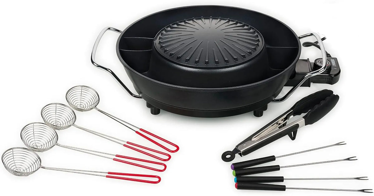 Tristar grill elektryczny, Akcesoria do urządzeń, 3 l, 800 W, czarny, koreański grill Hot Pot, 4 osób