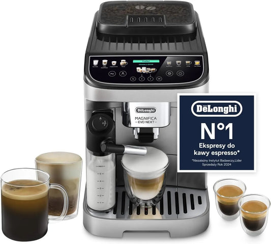 De'Longhi ECAM312.80.SB ekspres do kawy, 280 ml, 5 poziomów, praca automatyczna, Magnifica Evo Next, Srebrno-Czarny