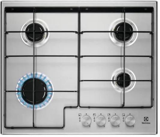 Electrolux EGS6424X, 59,5 cm, 4 palniki, 59,4 cm, stal nierdzewna, stal nierdzewna do zabudowy 59,5 cm gaz