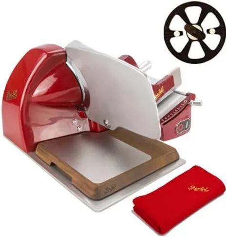 Biurko, 12,5 kg, 0,19 kW, 19,5 cm, Berkel Krajalnica Home Line 200 Plus Czerwona, Kuchenna Z Wyjmowaną Deską Do Noży i Wkładaną Półką