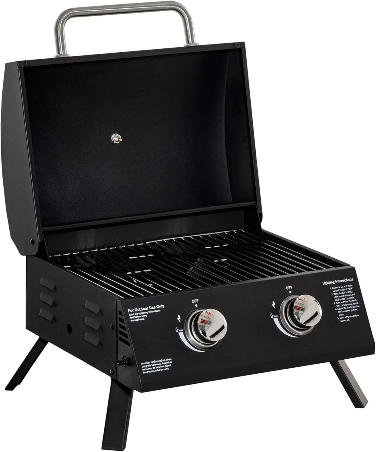 Outsunny, termometr, grill, stół, 5 KW, przenośne, kemping, czarne