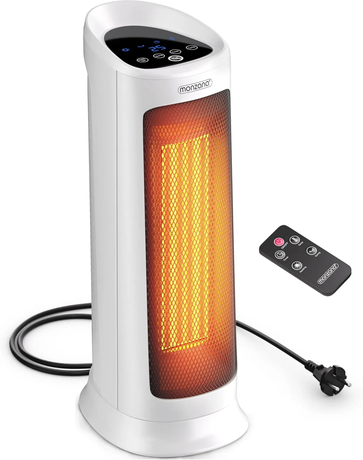 Monzana, Grzejnik elektryczny, 2000 W, 15 do 40°C, licznik czasowy, oscylacja, biały