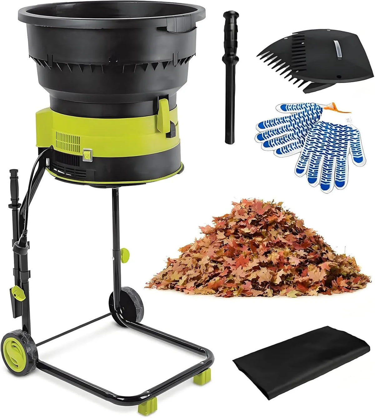 CGLYYDS, Kompostowanie kordu Nopowercord, Mieszalnia arkuszy, Mieszalnia ogrodowa 2500 W z Koła i Bag do przechowywania, Grzarka elektryczna 8000