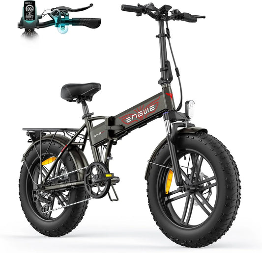 120KM EP-2 rower elektryczny, ENGWE Rower Elektryczny dla Dorosłych Składany E-bike, 20''×4.0 Gruby Opona, 7-Biegowy BOOST
