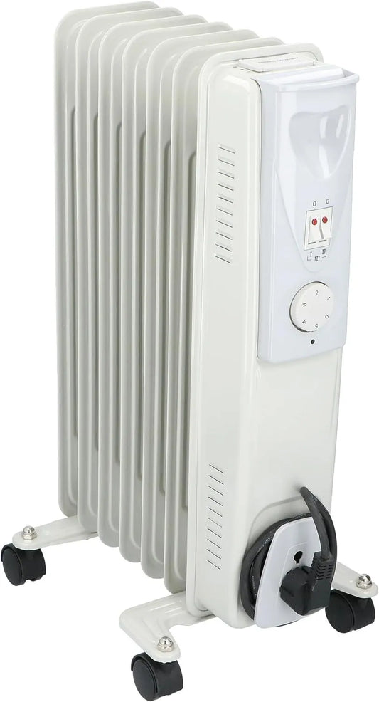 alpina, Grzejnik elektryczny, 1500 W, kółka wyporowe, termostat, biały