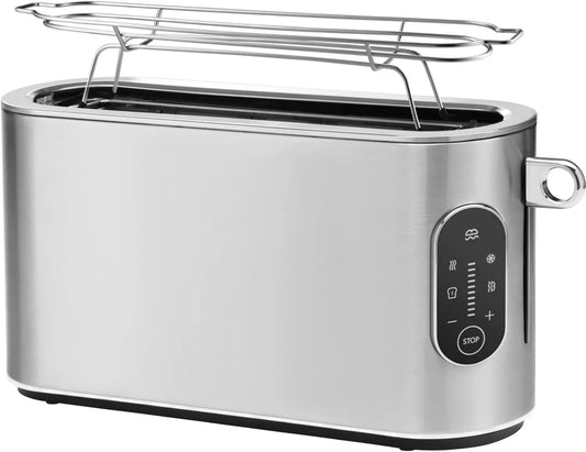 WMF toster, 980 W, 19,9 cm, Lumero toster 2 kromki, długa szczelina z nasadką do bułek, jednostronne tostowanie, 10 stopni opiekania