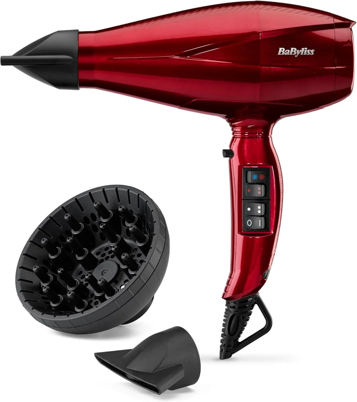 BaByliss suszarka do włosów, 6001DE Diffuser, 2200 W, profesjonalny, 2 strefy temperatur, 4 prędkości, czerwony