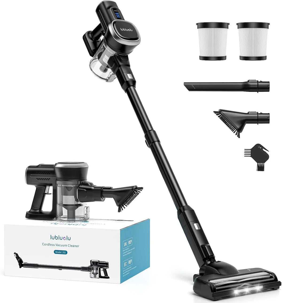 Odkurzacz, 25 000 Pa, 50 min, 25 kPa, zasilanie akumulatorowe, Lubluelu Odkurzacz akumulatorowy o mocy ssania 25 000 Pa, czas pracy do 50 min