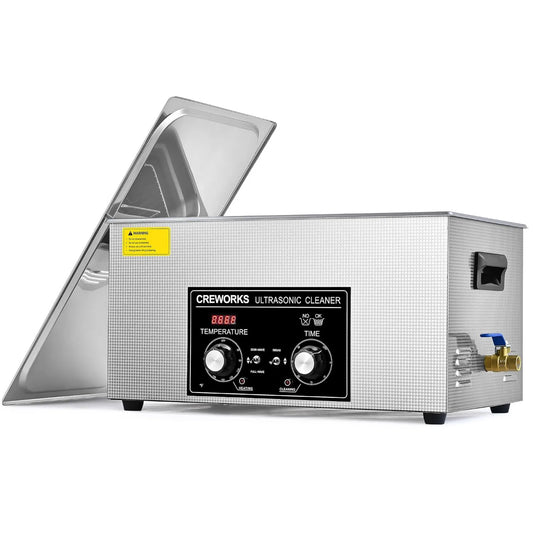 CREWORKS, Grzejnik elektryczny, 22 l, 480 W, 600 W, 1-30min 40kHz, licznik czasu, duży zbiornik, profesjonalny, stal nierdzewna