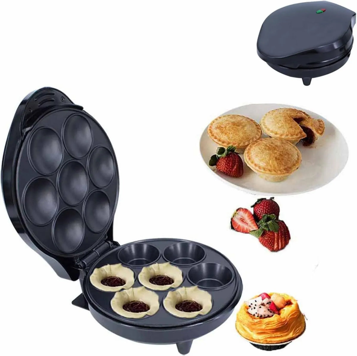 BDJSN, Tort-Maszyna, Bagel-Maszyna, Tarte-Maszyna, Przenośne, 1200 W, powłoka non@-@ stick, Funkcja grzewcza, na śniadanie