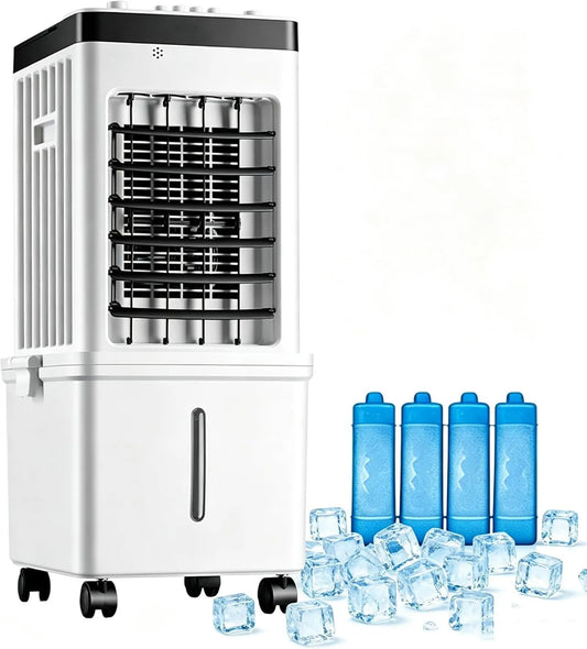 YLLSMGS klimatyzator przenośny, Klimatyzator, 15 l, 75 W, przenośny, 3 prędkości, oscylacja, duży zbiornik, chłodziarka powietrza przenośnego 75 W z regulatorem przycisku, 120
