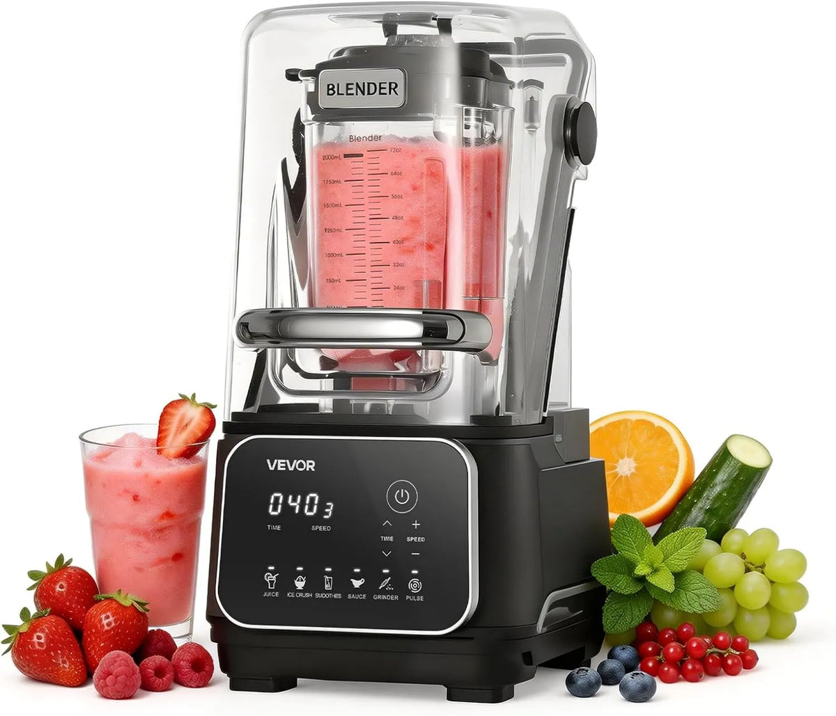 VEVOR blender kielichowy, L 2200 Mikser, 2 l, 2200 W, 6 programów Predefiniowanych, profesjonalny