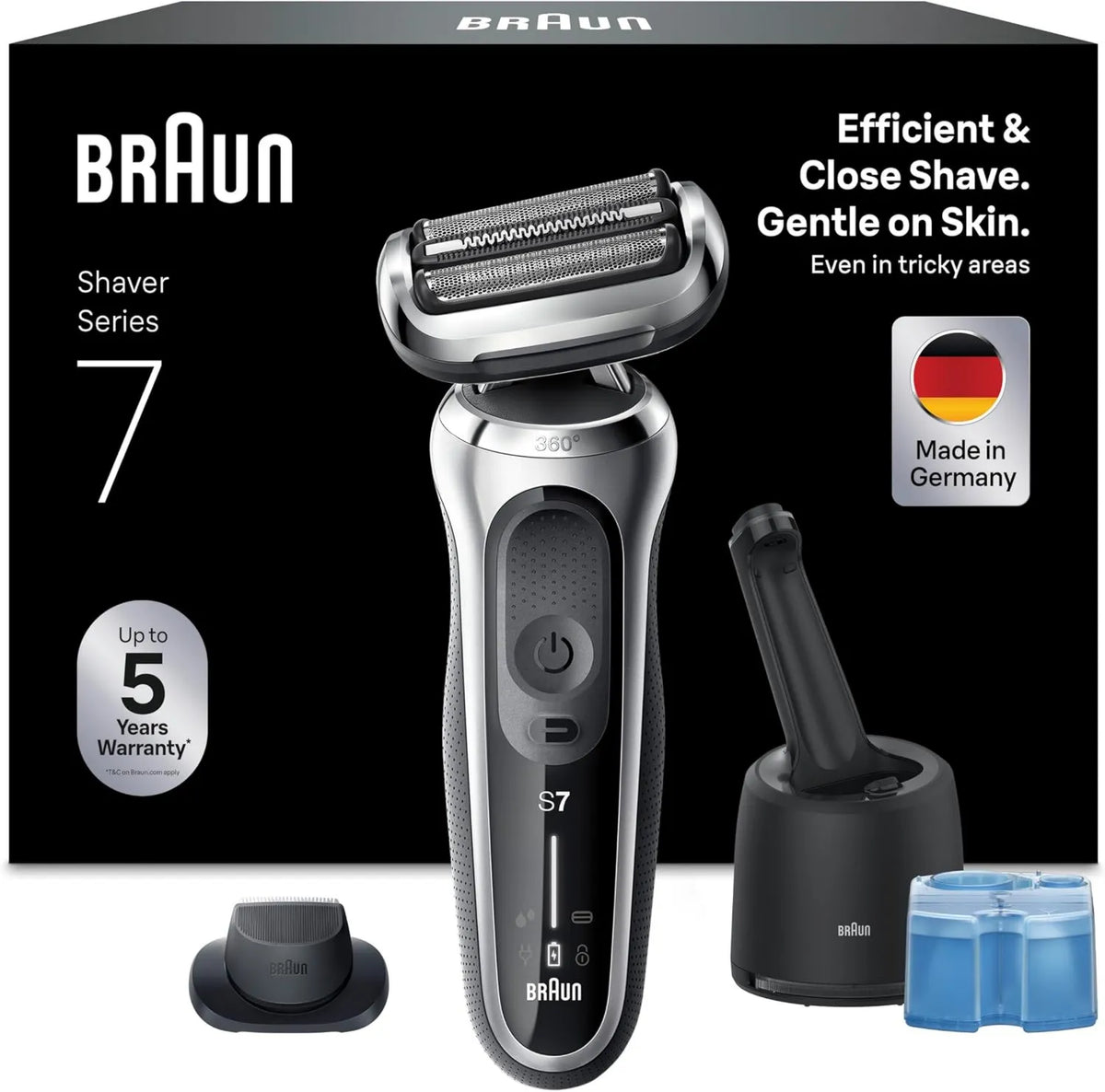 Braun, Series 7 70- S7200cc Z stacji, Golarka, IP65, Grill, bezprzewodowy, dla Les Barbes Dures 70-S7200cc