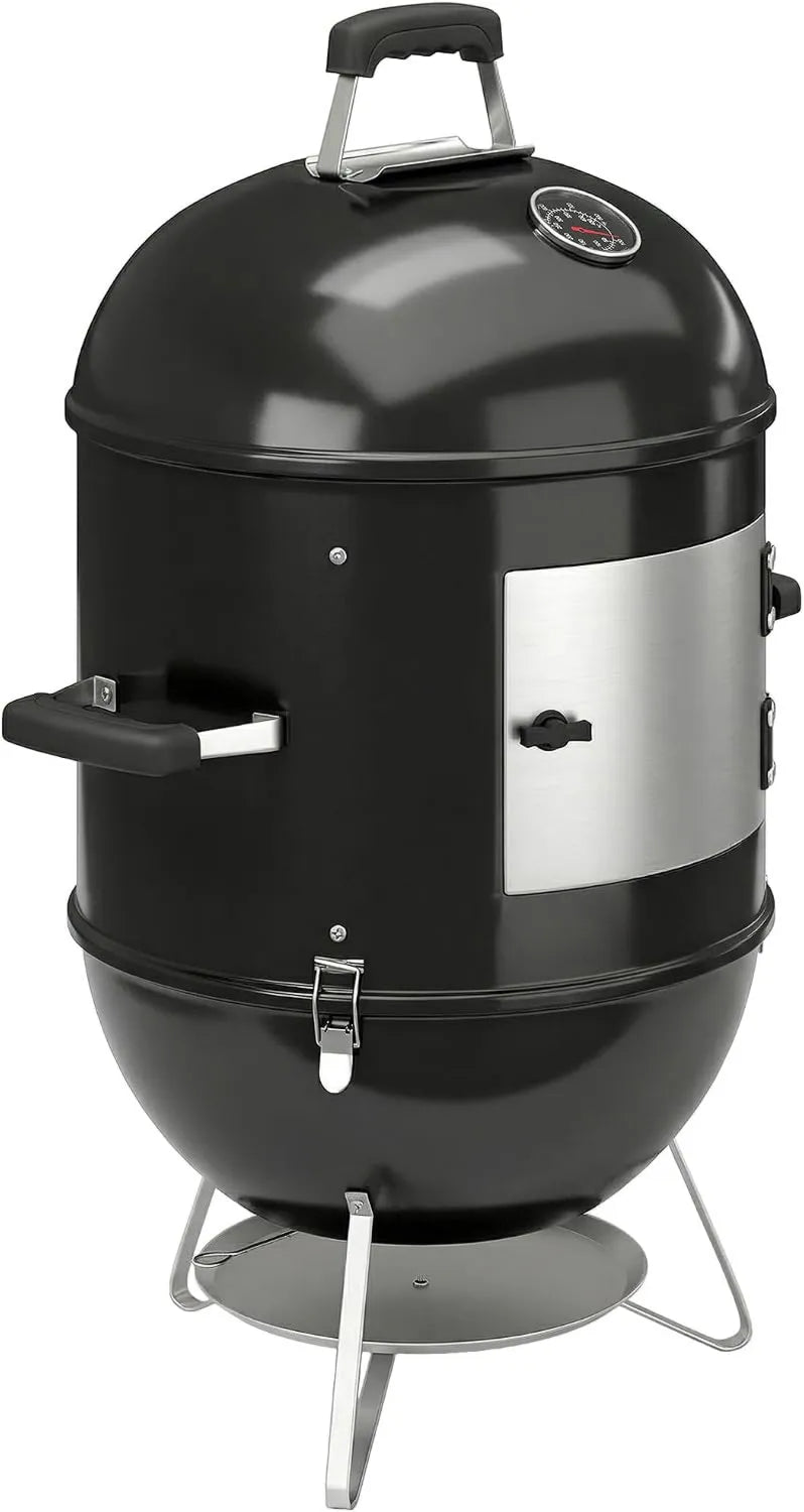 Outsunny, Termometr, Grill, węgiel, 44 cm, wymienne, czarny, drewno