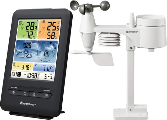 BRESSER, Station, czujnik, bezprzewodowa stacja meteorologiczna, do użytku na zewnątrz, Wi-Fi, profesjonalny, czarny