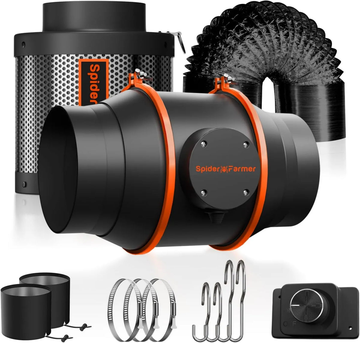 SPIDER FARMER, Wentylator, 62 W, 150 mm / 6 RJ12, 402 CFM, 62 W do hodowli wewnętrznej, 7 7, 5 m rury 150 mm/6